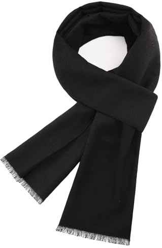 heekpek Bufanda Hombre Invierno Bufandas para Hombre Cálida Moda Clásico Elegante Cuadros, 180cm×30cm, Negro