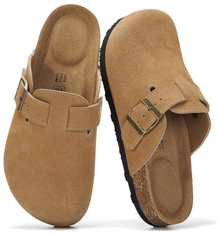 Project Cloud 100% Genuine Leather Womens Cork Footbed Clogs for Women | Memory Foam Arch Support Slippers for Women; Trendy Slip-On Women's Mules & Clogs Sandals with Durable Outsole for Comfort