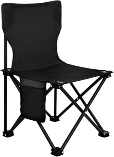 Angelstuhl Klappbare Campingstühle Klappstühle Für Den Außenbereich Mit Armlehnen Getränkehalter Für Den Strand, Black M