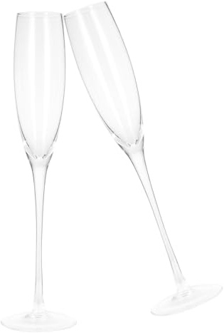 TOVINANNA 2 Copas de Cristal Transparente Flauta de Champán 240 Ml Copa de Vino Elegante para Hogar y Restaurante Vidrio Resistente Base Estable Antideslizante