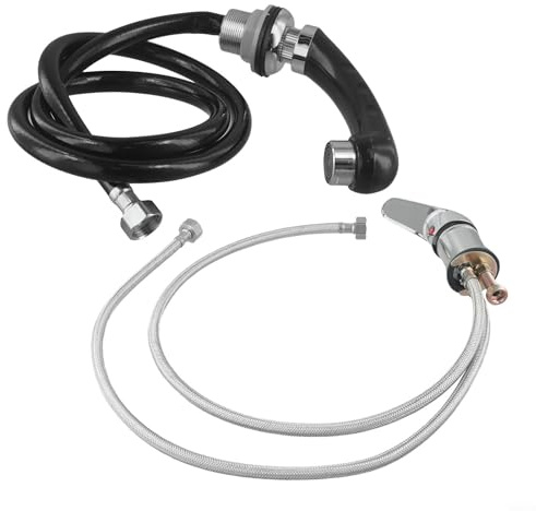 Miscelatore monocomando con doccetta per sedia shampoo, tubo in tessuto da 80 cm e tubo estraibile da 120 cm, rubinetto per lavello ad alta pressione con 3 attacchi