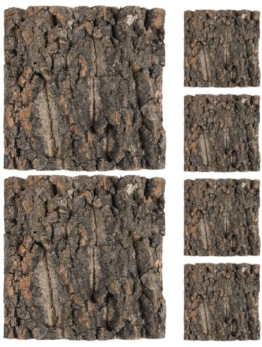 JOINPAYA 6 st korkbakgrund för reptilakvariumvägg, 14,5 x 14,5 cm korkbarkpanel, naturliga barkplattor för ödlor, sköldpaddor, ormar och kameleontburdekor