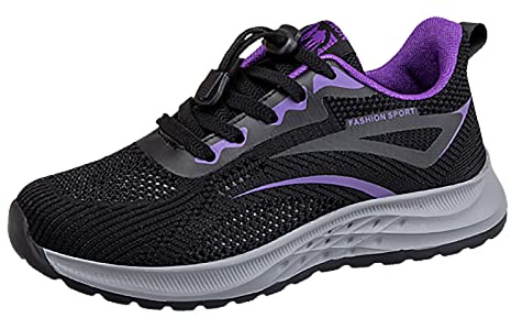 Zapatillas deportivas para mujer, ligeras, cómodas, con suela antideslizante, zapatillas de correr para correr, transpirables, con acolchado de aire, talla 37-41, Negro , 37 EU