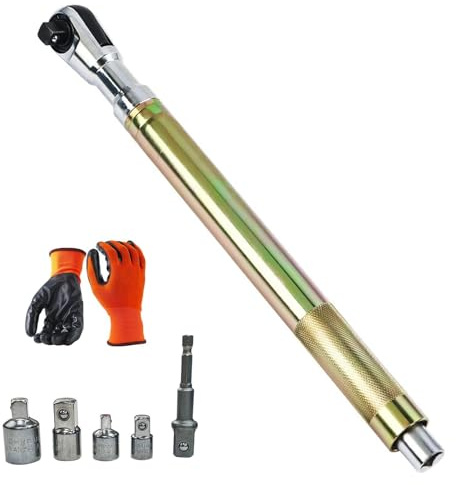 Rallonge Clé à Cliquet 44 cm Offset 1/2 avec Adaptateurs 1/4 3/8 | Clé Extension décalée en Acier Cr-V, avec Kit 5 Adaptateurs, pour Outils Manuels, électriques et Pneumatiques pour Automobile