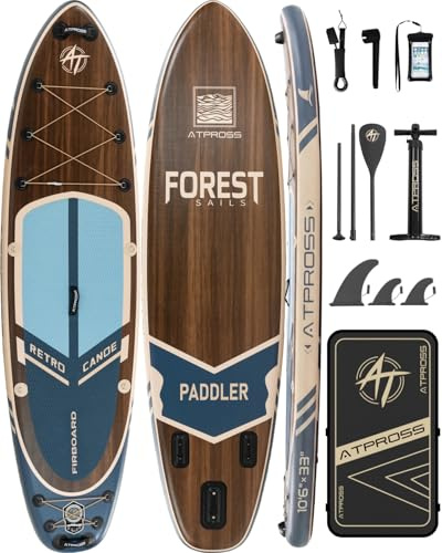 ATPROSS Tavola SUP Gonfiabile con Sedile Kayak e Accessori, 320x84cm Stand Up Paddle Extra Largo per 2 Persone, Portata 200kg, Canoa Gonfiabile 2 Posti Stabile e Antiscivolo per Mare e Surf