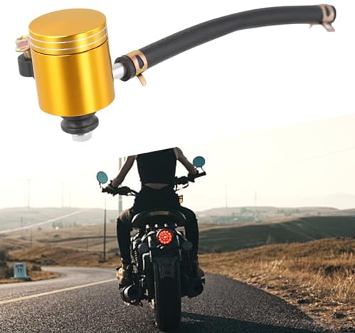 Motorcycle Master Cylinder Oil Cup Front Brake Clutch Reservoir Tank Bottle, Aluminum Alloy Build With Screws, Clamps And Rubber Hose(gold)