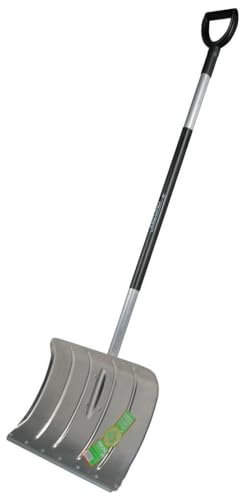 Freund Victoria 259197 Aluminium Schneeschieber mit Stahlkante (Schneeschaufel Blattmaße 50x35 cm, Alu-Stiel mit D-Griff, Kunststoffblatt mit erhöhtem Seitenrand, Stiellänge 125 cm) 97057, silber