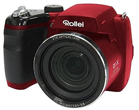 Rollei Powerflex Digitalkamera 210 HD (16 Megapixel, 21-fach optischer Zoom, 25 mm Weitwinkelobjektiv, HD Video, 7,62 cm (3 Zoll) Display) rot