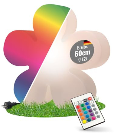 8 seasons design LED Blume 60cm Shining Flower (Weiß) E27, RGB Farbwechsel, dimmbar, mit Fernbedienung – Dekolampe für außen (Garten, Terrasse) und innen – Osterdeko, Deko Frühling, Gartenlampe
