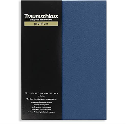 Traumschloss Spannbetttuch »Premium« Mako Baumwolle mit Elasthan | Edel-Jersey | samtweich & angenehm zur Haut | Marine | 180-200x200-220cm