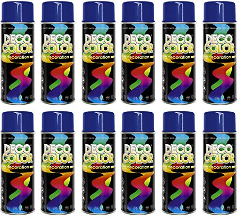 Deco Color 12er Sparpack (1 Karton) Lackspray glänzend 400ml ultramarinblau glanz RAL 5002