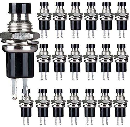 CLDIY Interruptor momentáneo cerrado normal 1 A 250 V AC SPST 2 polos mini micropulsador negro tapa 20 unidades