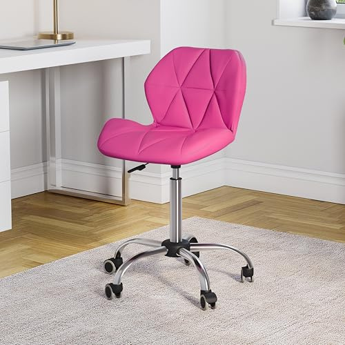 Vida Designs Geo - Silla de Oficina para computadora, Color Rosa, con Patas giratorias Ajustables y Elevadoras de Piel sintética cromada (Certificado UKFR)