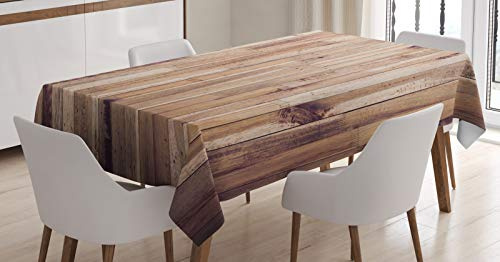 ABAKUHAUS rustikales Holz Tischdecke, Im Alter von Planks Muster, Pflegeleicht Waschbar Schmutzabweisend und mit Klaren Farben Hochwertiger Druck, 140 x 170 cm, Mandel Pflaume