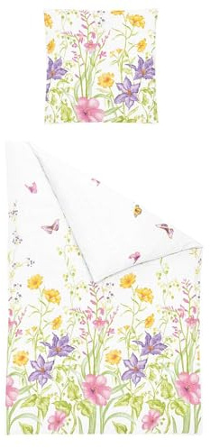 Bierbaum Biancheria da letto Seersucker, Multicolore, 135 x 200 cm (80 x 80 cm)