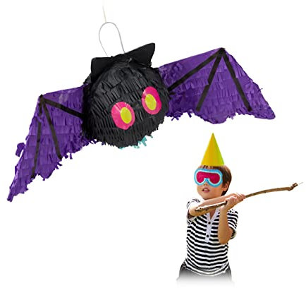 Relaxdays Piñata Chauve-Souris, à Suspendre, Enfants & Adultes, Anniversaire, Halloween, à remplir, Papier, Noir