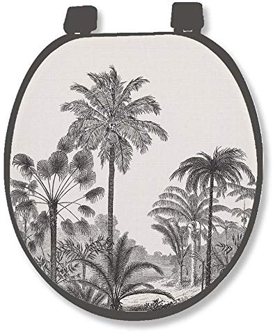 1001KDO HYGIENE & BEAUTE Abattant WC Palmiers Cocoty - Siège de toilette Rectangulaire en Bois d'ingénierie Tropical