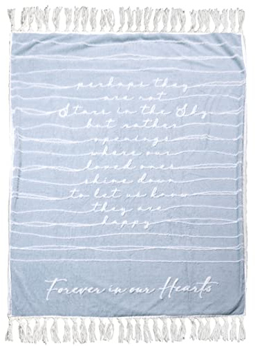 Pavilion Gift Company - Forever in Our Hearts 50 x 60 Luxury Sherpa Tassel Raised Text Throw Blanket in Memory Memorial Bereavement Remembrance Loss Gift - Threaded Together