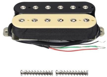 FLEOR Pastilla de guitarra eléctrica Pastillas Humbucker de doble bobina Pastilla de puente de cerámica de 52 mm - (negro + crema)