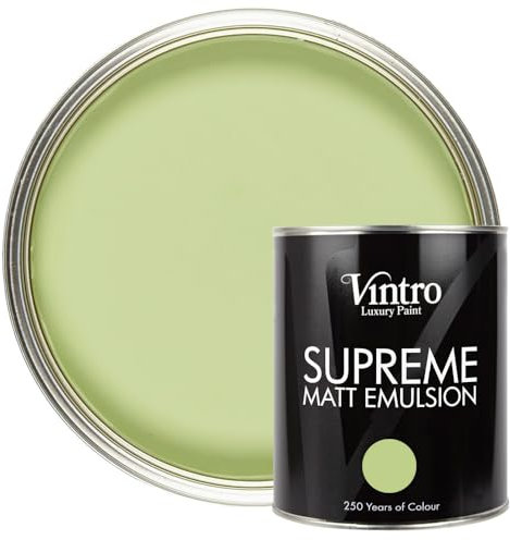 Vintro | Luxury Matt Emulsion | Mid Green | Smooth Chalky Finish | Multi Surface Paint | for Walls, Ceilings, Wood and Metal | 1L (Mid Green - Eden)