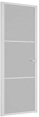 vidaXL Puerta Interior Corredera Entrada Corrediza Deslizante Cuarto de Baño Sala de Estar Salón Habitación de Vidrio y Aluminio Blanco Mate