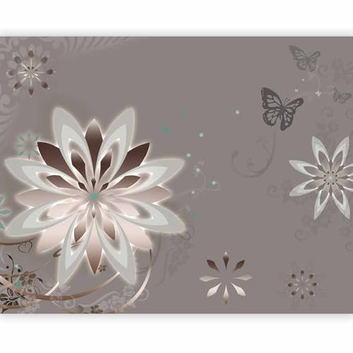 murando - Vlies Fototapete abstrakte Blumen 400x309cm Foto tapete Schlafzimmer Wohnzimmer Vliestapete XXL Wandtapete Motivtapeten 3d Effekt Wand Dekoration - orientalische Muster Schmetterlinge grau
