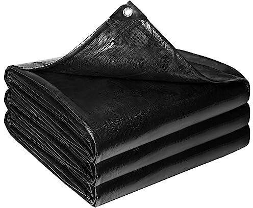 Reinforced PE Pond Liner 20 x 25 FT, 28 Mil Sun Resistant Preformed Pond Liner, Hemmed Edge with Buttonholes Liner for Outdoor Large Ponds, Fish/KOI/Duck Pond, Garden Waterfall, Waterscape, Black