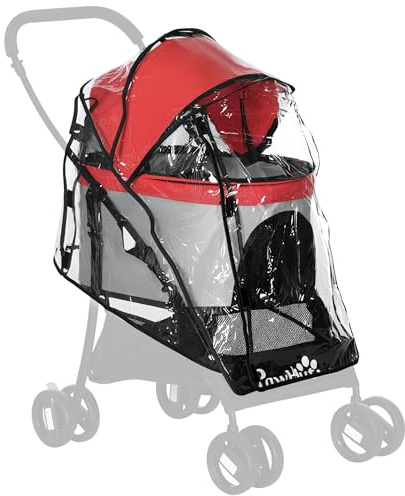 PawHut Cubierta de lluvia para cochecito de perro para cochecito de bebé, para perros S XS, gatos, con dos entradas