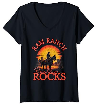 Western Life Rodeo Country-Musik Ram Ranch rockt wirklich T-Shirt mit V-Ausschnitt