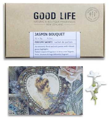 Sacchetti profumati per armadio alla Bouquet di gelsomino vintage Good Life | Progettate in Nuova Zelanda | 12 bustine