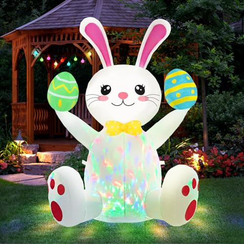 Gardentime Osterhase Aufblasbare Outdoor-Dekorationen 1,2 m Osterei Kaninchen beleuchtet niedlich aufblasbar Dekor Indoor Outdoor Hof Garten Rasen Party Terrasse Dekoration