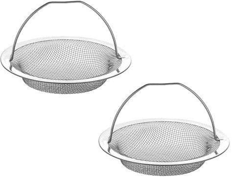 2 Pezzi Filtro Lavello Cucina, Filtro per Lavello, Filtri di Scarico per Lavello, Filtro di Scarico lavello Cucina Doccia, Filtro lavello Cucina Acciaio Inox con Manico per Doccia Lavabo, 11 cm