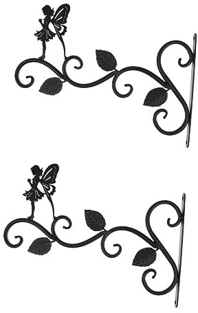 2 Stück Blumenständer zum Aufhängen, Blumentöpfe für den Außenbereich, hängende Vogelfutterstation, Wand-Pflanzgefäß-Haken, Blumenbeet-Dekoration, hängender Blumenkorb, Metallverkleidung, Outdoor-Pfl