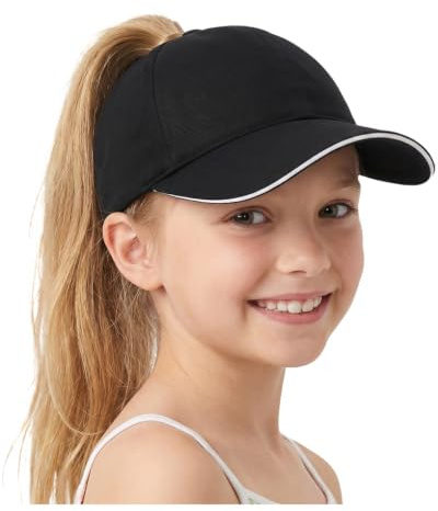 YAMEE Berretto da Baseball Estivo per Bambina Asciugatura Rapida Impermeabile,Cappello da Baseball Ragazze Leggero Regolabile Anti-UV,Cappellino Baseball con Visiera Cappelli Coda di Cavallo,Running