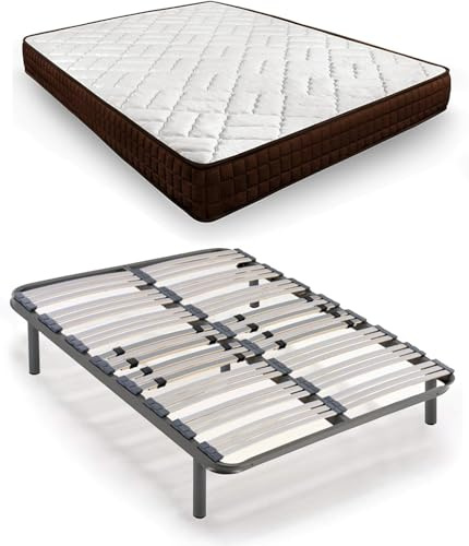 HOGAR24 ES - Cama Completa con Somier Multiláminas de Regulación Lumbar y Colchón Dream Flex Reversible - Medida: 150x200 cm
