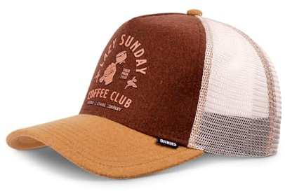 Djinns Lazy Barista Marrón Beige HFT Gorra de Camionero Ajustable