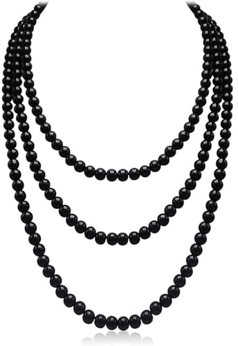 KARELLS Accessoire Année 20 Femme,1920 Collier de Perles,Collier de Perles 150 cm Long,Accessoires Gatsby Costume Set,pour La Mascarade Halloween Noël