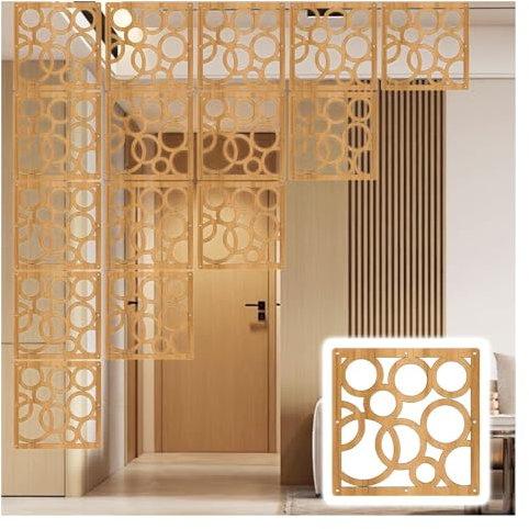 Holzpaneel zum Aufhängen, Raumteiler für Zuhause, Büro, DIY-Dekoration, vom Boden bis zur Decke, hohle Trennwand mit Beschlägen, ideal für Schlafzimmer, Küche, erhältlich in natürlicher Farbe, 1, 100