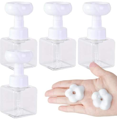 Blumenseifespender, 4pcs 250ml Blütenförmige Schaumseifenspender, nachfüllbare Handseife, Leere Schaumflasche für flüssige Seife, Shampoo
