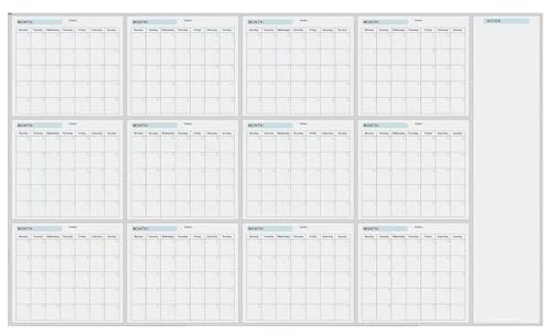 Trocken Abwischbarer Wandkalender, Löschbarer Großer Wandplanerkalender - Löschbarer Jahresplanerkalender - Leerer Undatierter Jahreskalender. Jahreskalender-Poster Zum