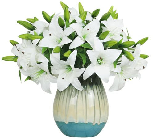 Olrla 20 Stück Künstliche Lilienblumen fühlen Sich echt an Tigerlilie Osterlilie gefälschte Frühlingsblumen für Hochzeit, Zuhause, Büro, Osterdekoration