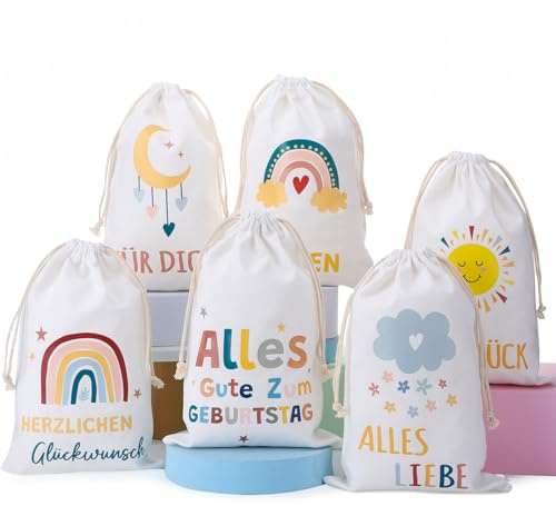 woric 6 Stück Stoffbeutel Klein, 20x30 cm Geschenksäckchen