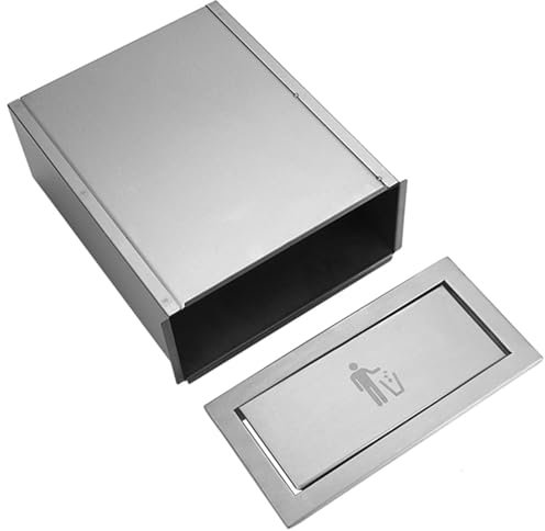 Poubelle en acier inoxydable avec couvercle, poubelle intégrée au comptoir, poubelle intégrée dans un meuble de cuisine, corbeille à papier de bureau, couvercle en bronze + ,Bronze-Lid + trash can
