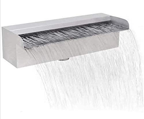 HMLZSJ Fontana a Cascata in Acciaio Inox per Piscina, Fontana a Parete Rettangolare con Striscia Luminosa a LED per Giardino, Piscina all'aperto