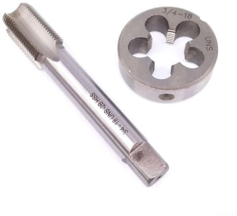 Juego de machos y troqueles HSS 3418 para restauración de roscas de tubería, 3/4 18 UNS con cortadores de flauta rectos