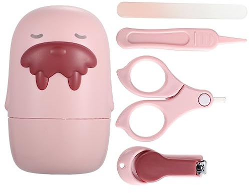 Milisten Kit de Cuidado para Bebés Cortaúñas Seguro y Tijeras de Acero Inoxidable, Incluye y Pinzas en Estuche Rosa para Baby Shower