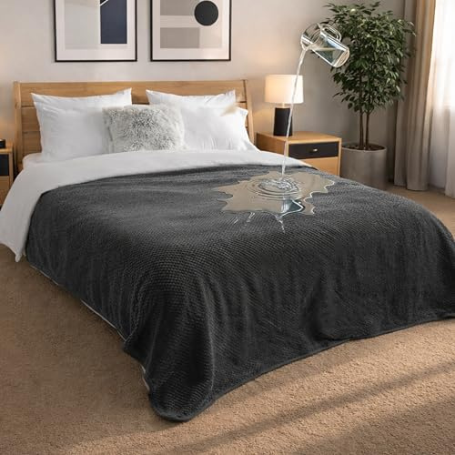 Dreamzie - wasserdichte Decke - Hundedecke Sofa, Bett, Auto, Outdoor 152x203cm - Reversible und Maschinenwaschbar Liebesdecke aus Sherpa Fleece - Dunkelgrau