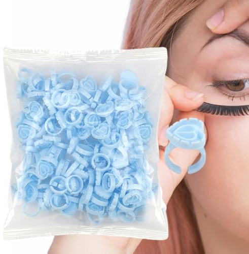 Anneaux de colle pour cils – 2,3 x 1,3 cm PP 100 pièces outil porte-gobelet intelligent réglable | Parfait pour les artistes d'extension de cils, les tâches de stockage d'encre en studio de maquillage