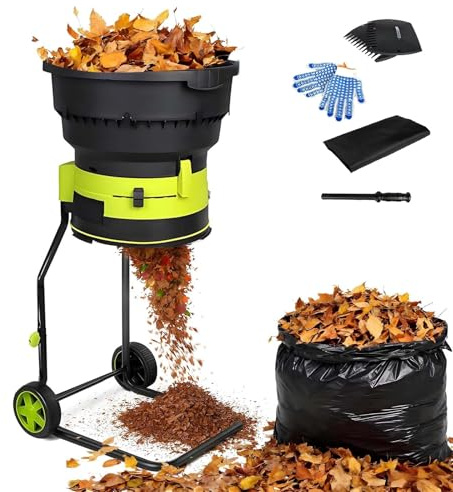 ALSUP 2500W Electric Leaf Mulcher, Garden Collector & Chipper Palm Leaf Shredder, Outdoor Garden Debris Processor Machine