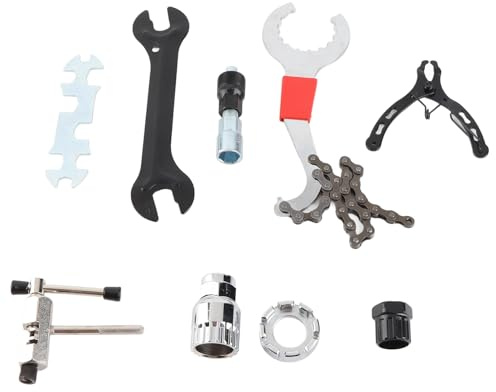 Aumotop Juego de Herramientas de Reparación Bicicletas, Herramienta Removedora Casete Compacta y Duradera, Interruptor Cadena para Entusiastas la Bicicleta Acero (Juego de 9 Uds.)
